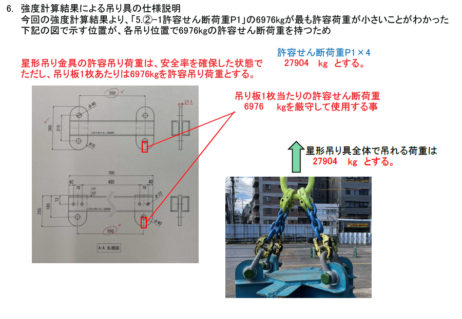 星形吊り金具強度計算結果